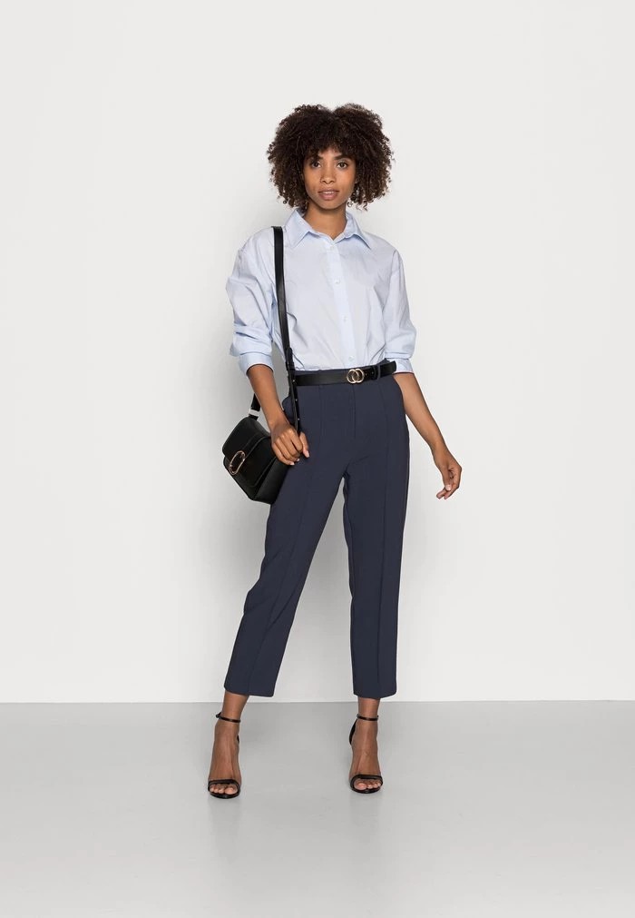 Pantalons ANNA FIELD Anna Field Basic Bussiness Pants With Pintucks Bleu Marine Femme | OLD-1300129